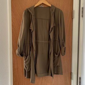Olive Green Lightweight Utility Trench Jacket